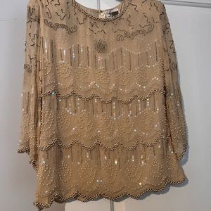 Vintage Oleg Cassini Silk & Embellished Set (Blouse & Skirt)